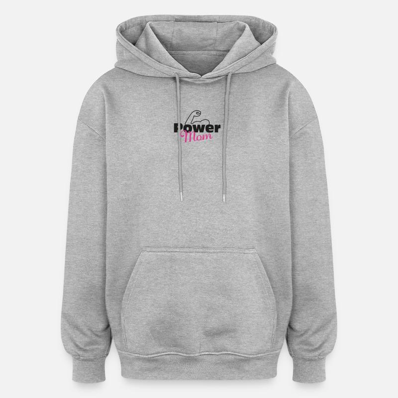 Power Mom schwarz-pink - Oversized Unisex Hoodie - Grau meliert