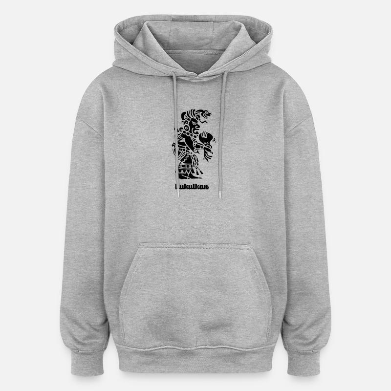 Kukulkan - Sweat à capuche oversize unisexe - gris chiné
