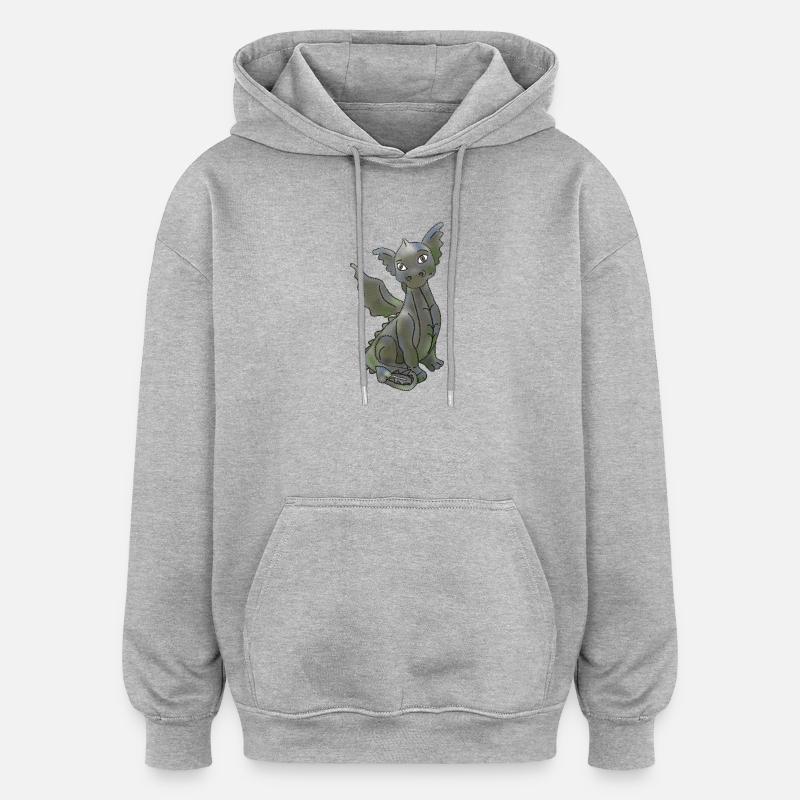 einfacher Drache - Oversized Unisex Hoodie - Grau meliert