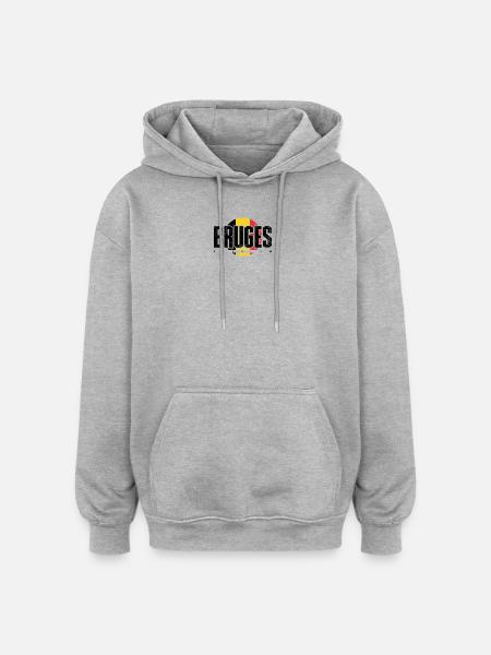 Glyphe 'Sonnenschliff' in Rot-Gelb - Oversized Unisex Hoodie - Grau meliert