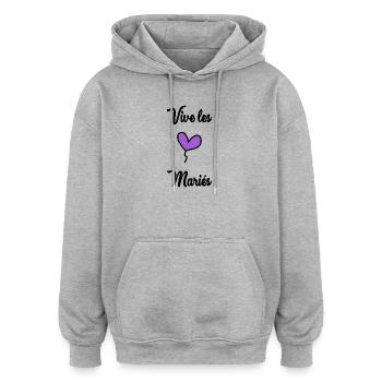 ICH HABE GERADE GEHEIRATET. Junggesellinnenabschied. VALENTINSTAG. PAAR - Oversized Unisex Hoodie - Grau meliert - Vorne - Noah (186cm)
