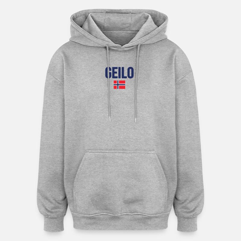 Gelo Conception du drapeau norvégien - Sweat à capuche oversize unisexe - gris chiné