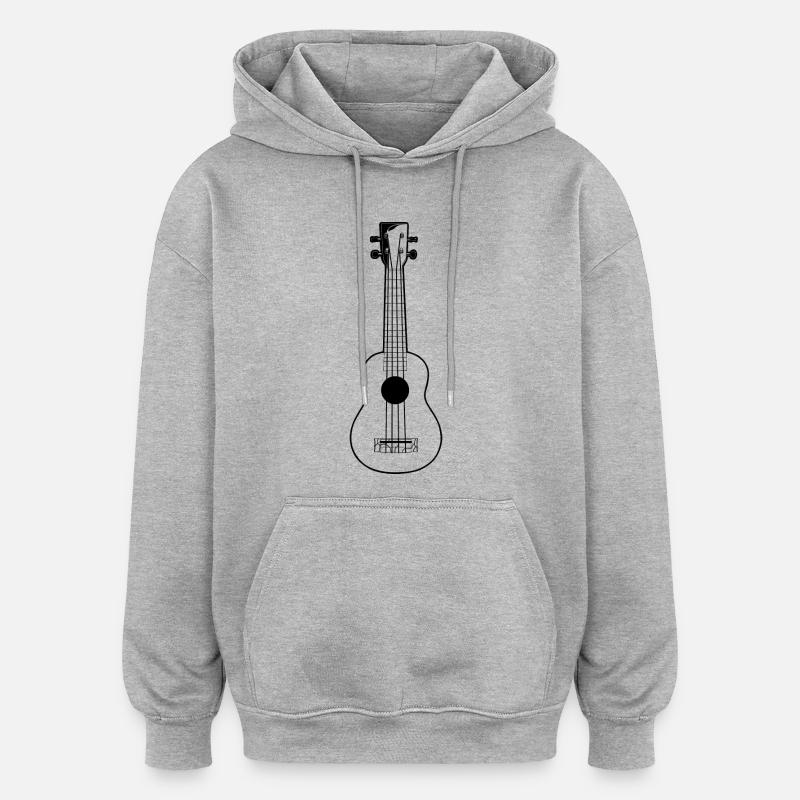 Dessin de ukulélé - Sweat à capuche oversize unisexe - gris chiné
