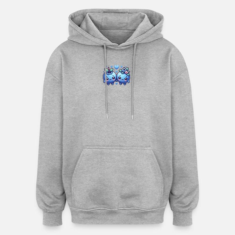 Süßes Design mit Blaubeeren - Oversized Unisex Hoodie - Grau meliert
