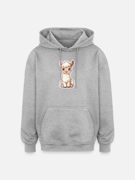 Llama Alpaca Llama Animal Gift - Oversized Unisex Hoodie - heather grey