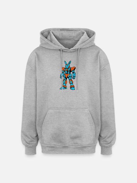 Robo Rabbit orange-blue - Oversized Unisex Hoodie - heather grey