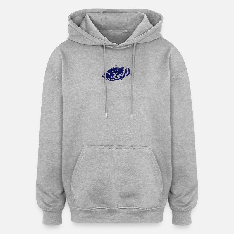 SAUMON PANTHÈRE - Sweat à capuche oversize unisexe - gris chiné