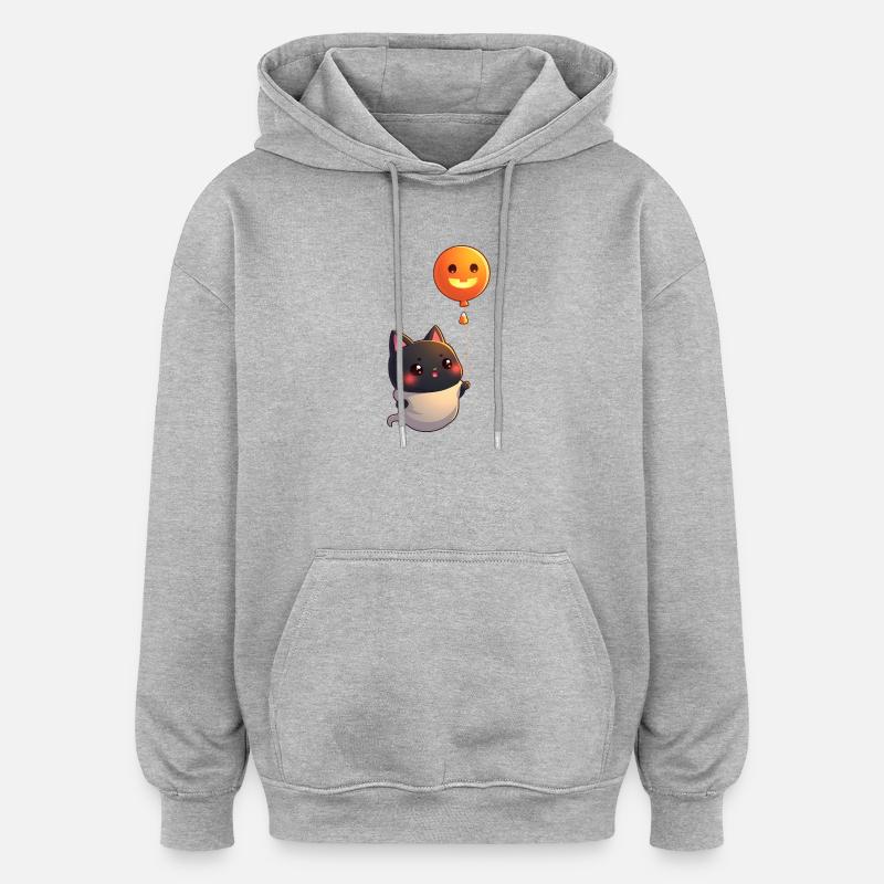 Chat d’Halloween avec citrouille d’Halloween - Sweat à capuche oversize unisexe - gris chiné