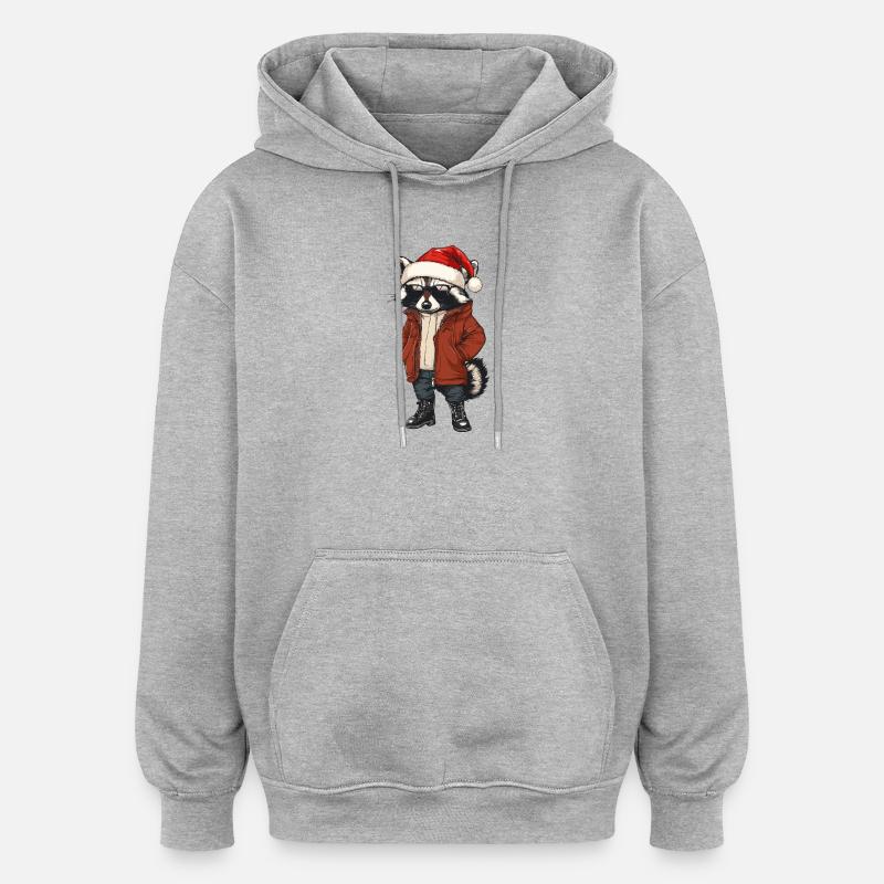 Raton laveur Noël Hiver - Sweat à capuche oversize unisexe - gris chiné