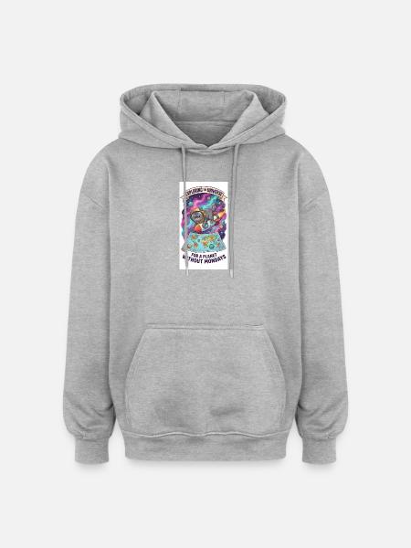 Katzensprung durchs Universum - Oversized Unisex Hoodie - Grau meliert
