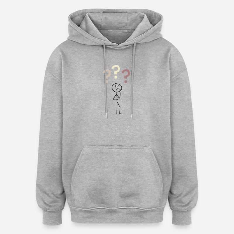 Three Question Marks – Minimal Mystery Design - Oversized Unisex Hoodie - Grau meliert