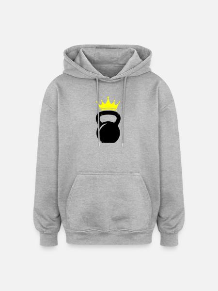 Kettlebell Crown Gym Logo - Oversized Unisex Hoodie - heather grey