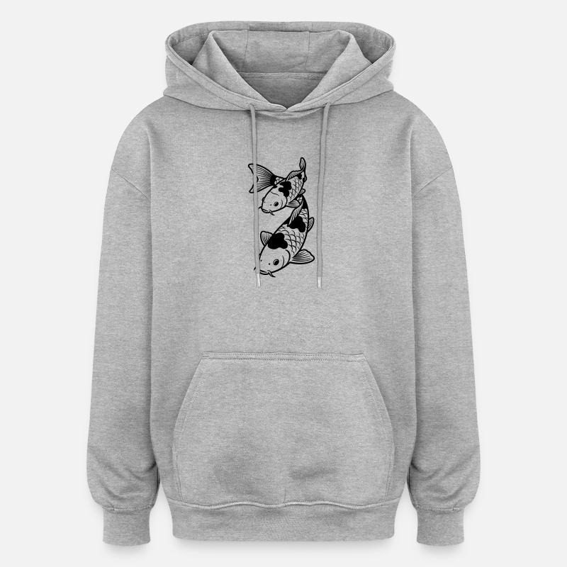 Koi-Karpfen - Oversized Unisex Hoodie - Grau meliert