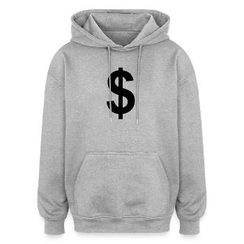 Signe dollar - Sweat à capuche oversize unisexe - gris chiné - Devant - Noah (186cm)