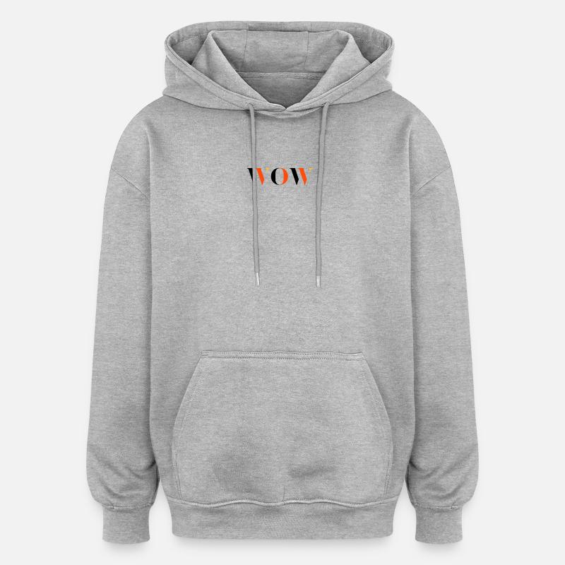 WOW dreifarbig - Oversized Unisex Hoodie - Grau meliert