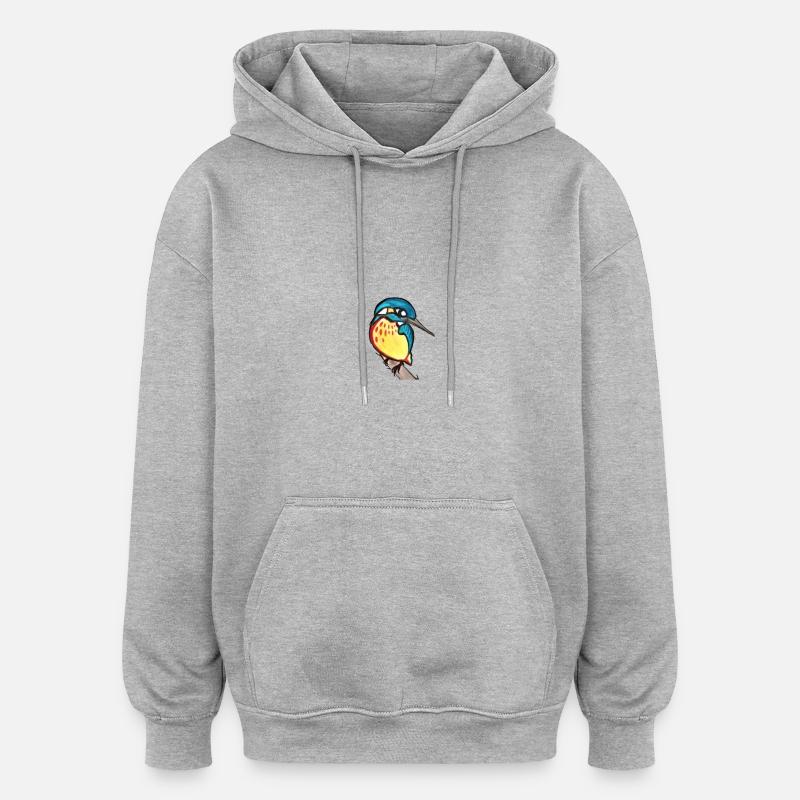martin-pêcheur - Sweat à capuche oversize unisexe - gris chiné