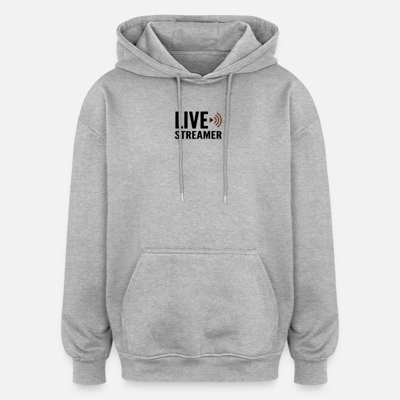 Streamer en direct - Sweat à capuche oversize unisexe - gris chiné
