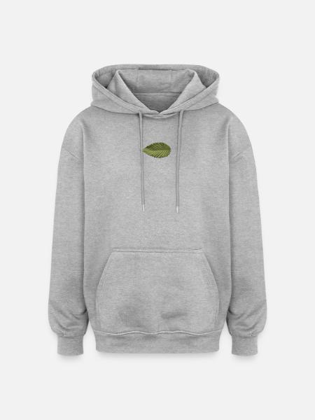 Leaf Structure Olive Green Pattern - Oversized Unisex Hoodie - heather grey