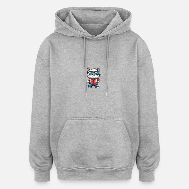 Cat Comic Cool Summer - Oversized Unisex Hoodie - heather grey