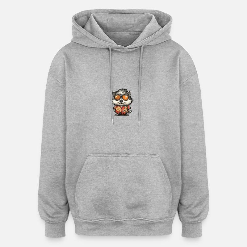 hérisson bande dessinée été frais - Sweat à capuche oversize unisexe - gris chiné
