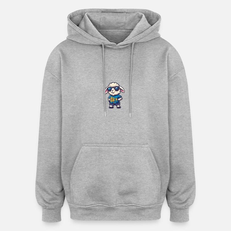 Sheep Comic Cool Summer - Oversized Unisex Hoodie - heather grey