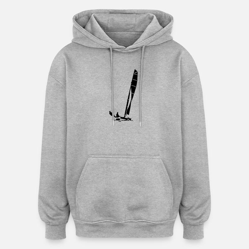 katamaran - Sweat à capuche oversize unisexe - gris chiné