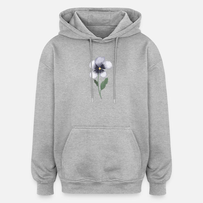 Pansy Violet - Sweat à capuche oversize unisexe - gris chiné