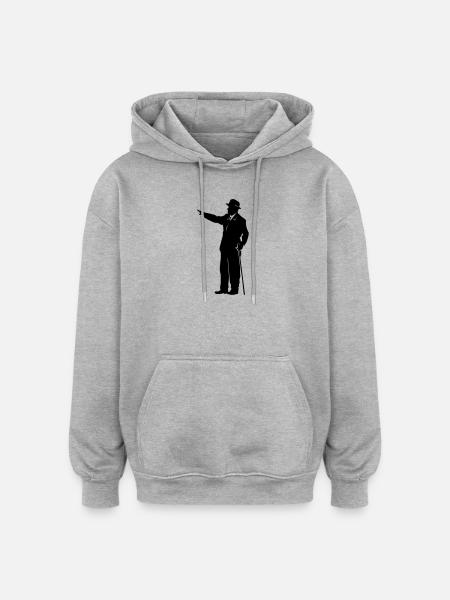 Gentleman Silhouette with Cane - Oversized Unisex Hoodie - heather grey