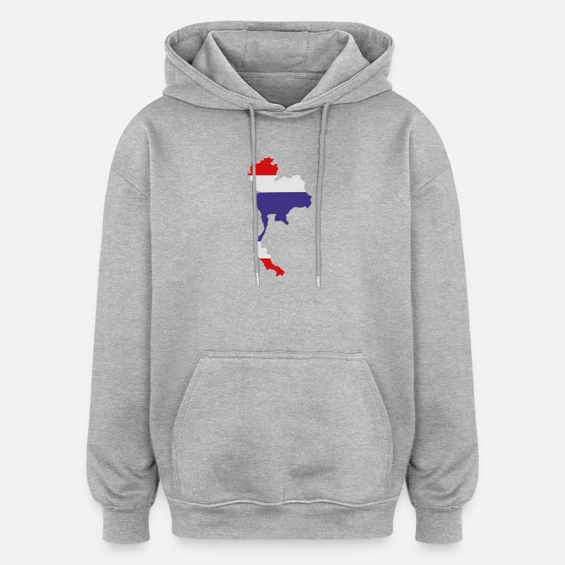 Carte de la Thaïlande avec drapeau - Sweat à capuche oversize unisexe - gris chiné