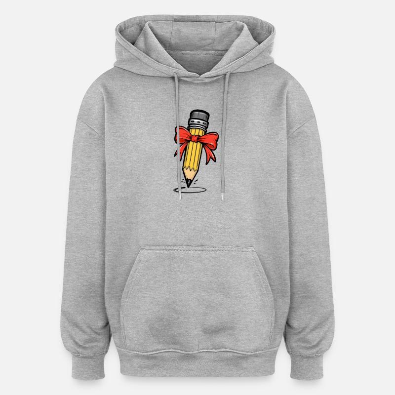 Art au crayon - Sweat à capuche oversize unisexe - gris chiné