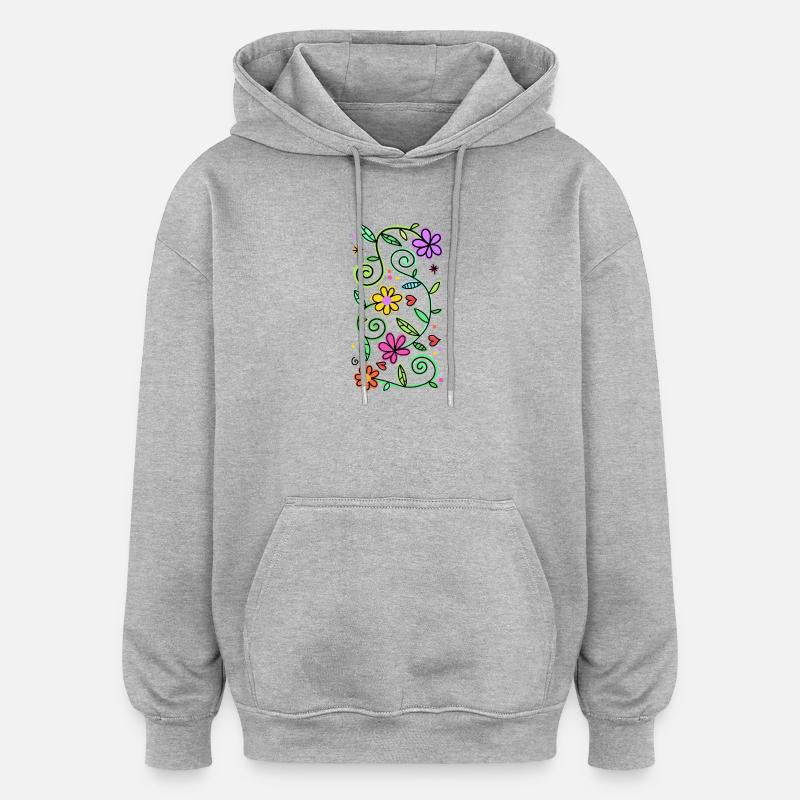 Dekorative Doodle-Gänseblümchen - Oversized Unisex Hoodie - Grau meliert