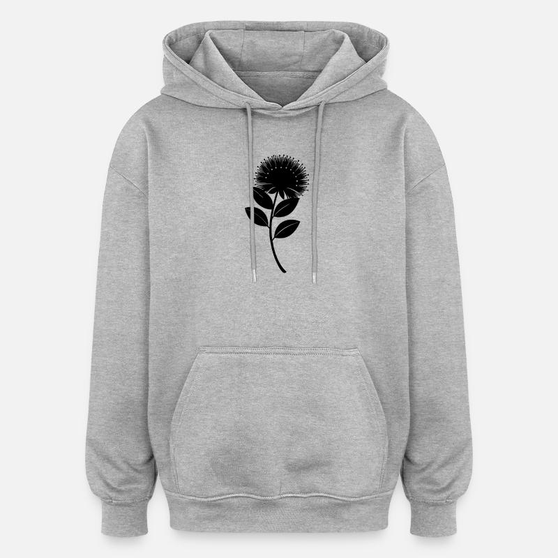 Fleur de Pohutukawa - Sweat à capuche oversize unisexe - gris chiné