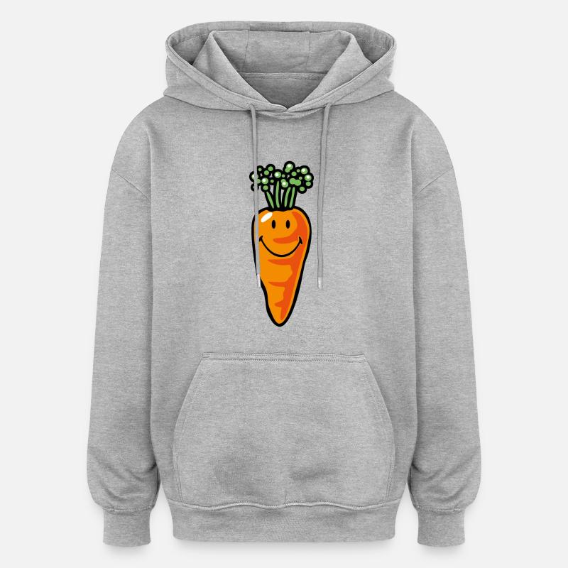 Smiley Carrot - Sweat à capuche oversize unisexe - gris chiné