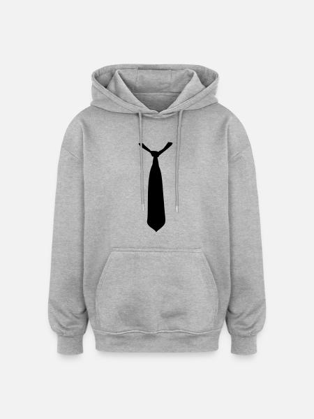 Krawatte - Oversized Unisex Hoodie - Grau meliert