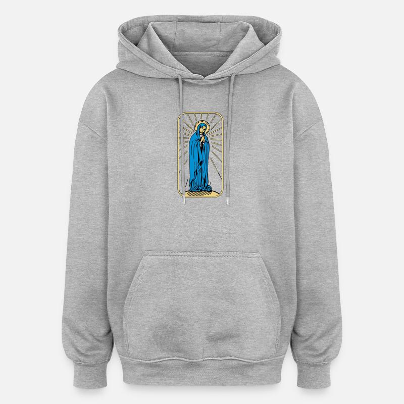 Sainte Marie sans arrière-plan - Sweat à capuche oversize unisexe - gris chiné