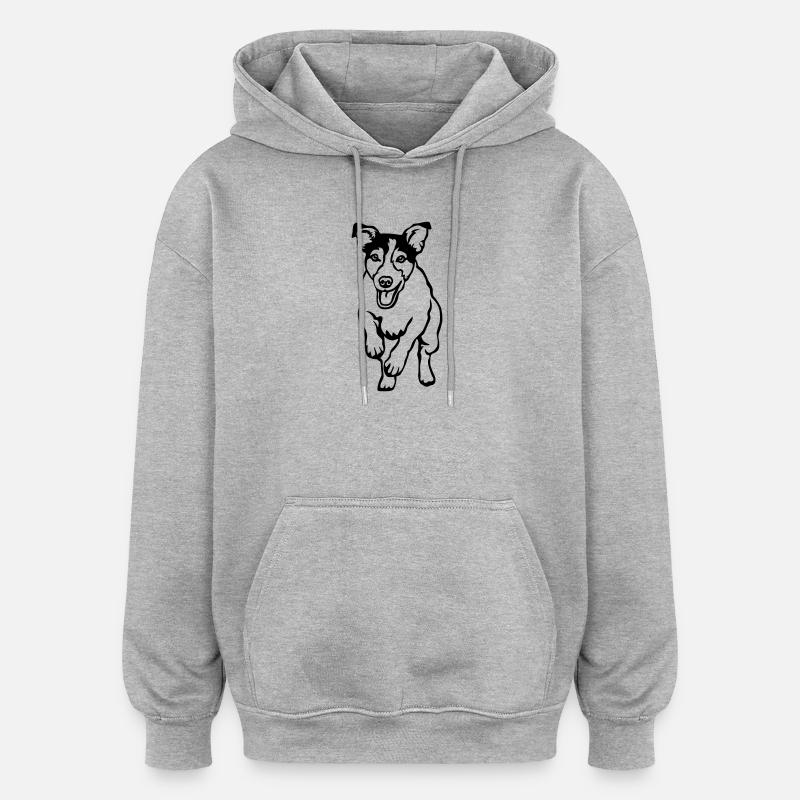 Jack Russell Terrier - Sweat à capuche oversize unisexe - gris chiné