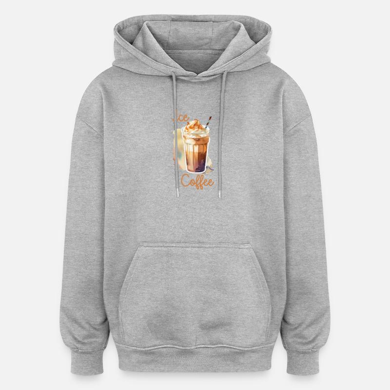 Café glacé - Sweat à capuche oversize unisexe - gris chiné