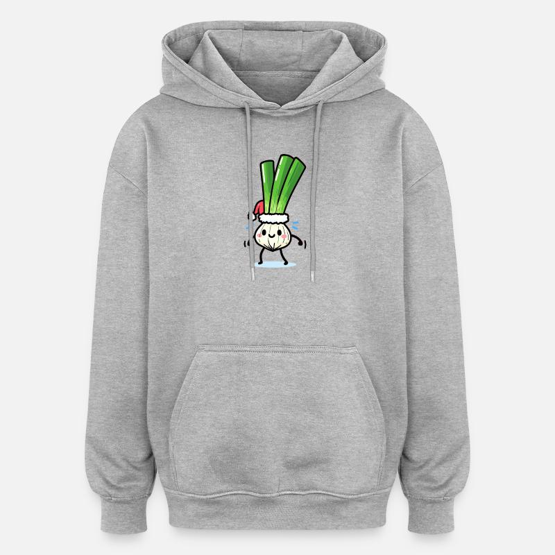 Saint-Nicolas mignon oignon de printemps - Sweat à capuche oversize unisexe - gris chiné