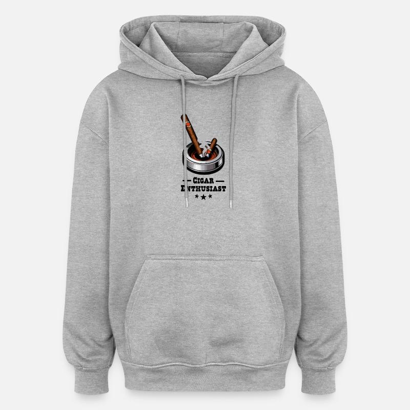 Passionné de cigares - Sweat à capuche oversize unisexe - gris chiné