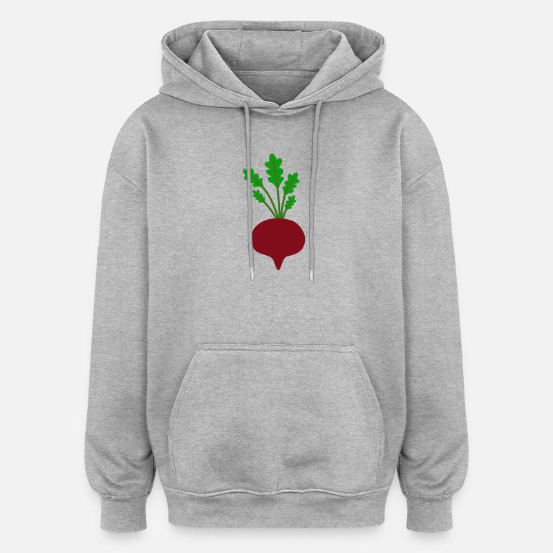 Illustration de feuille de betterave vibrante - Sweat à capuche oversize unisexe - gris chiné