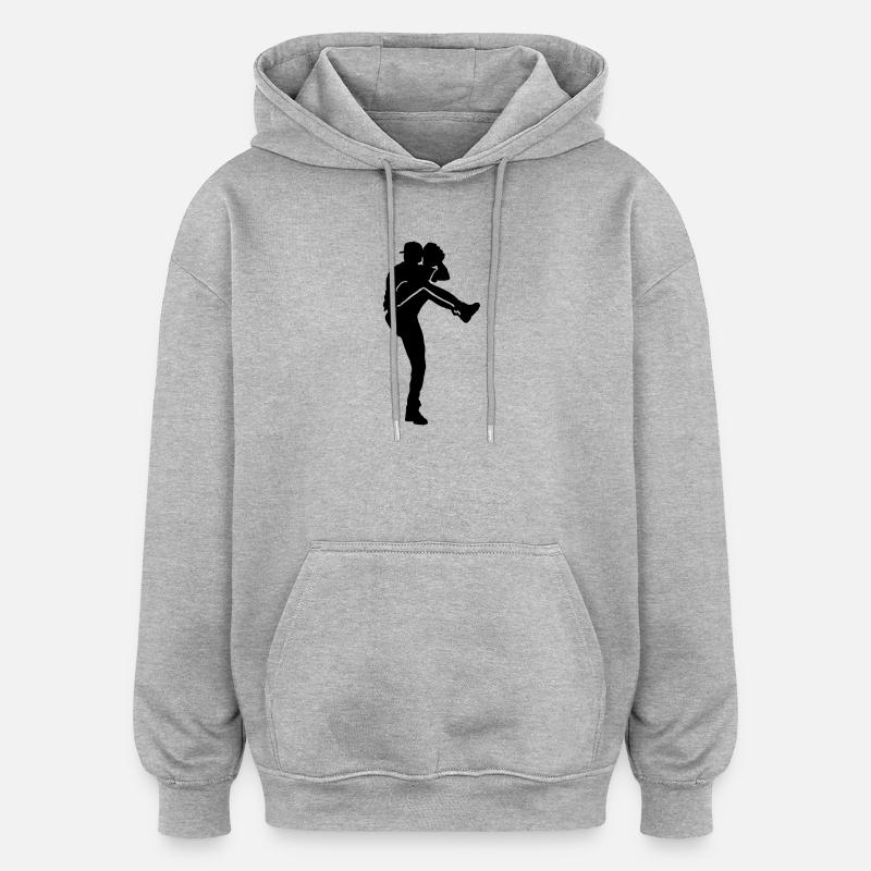 Base-ball - Sweat à capuche oversize unisexe - gris chiné