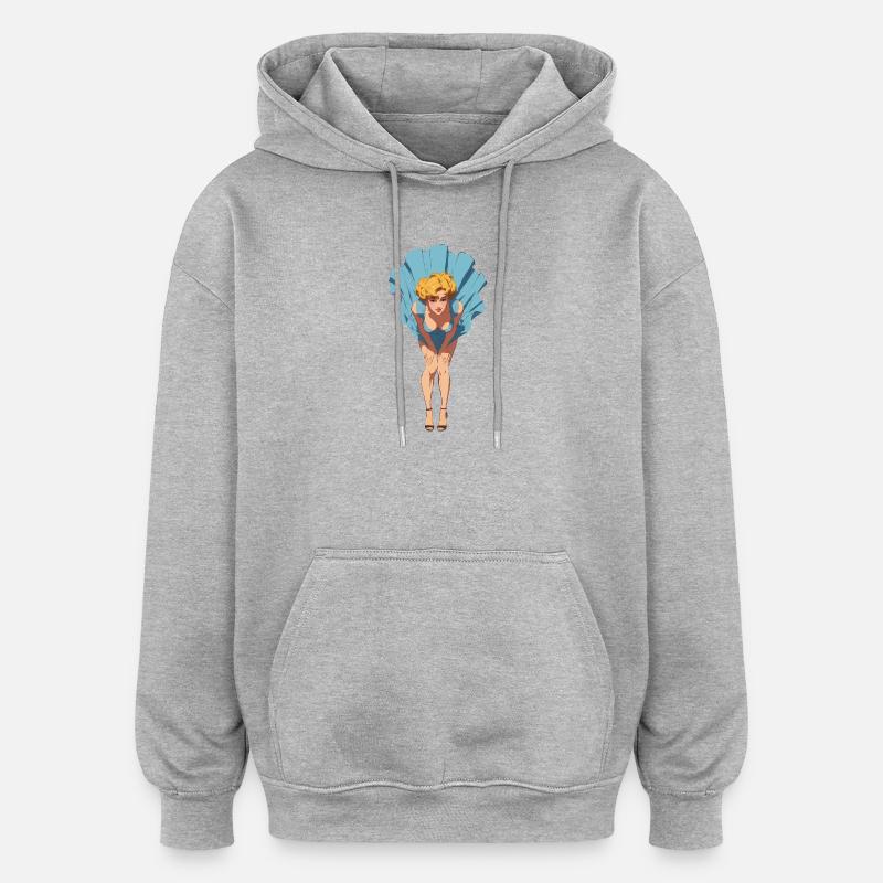 Pin-up avec une robe d’été soufflante - Sweat à capuche oversize unisexe - gris chiné