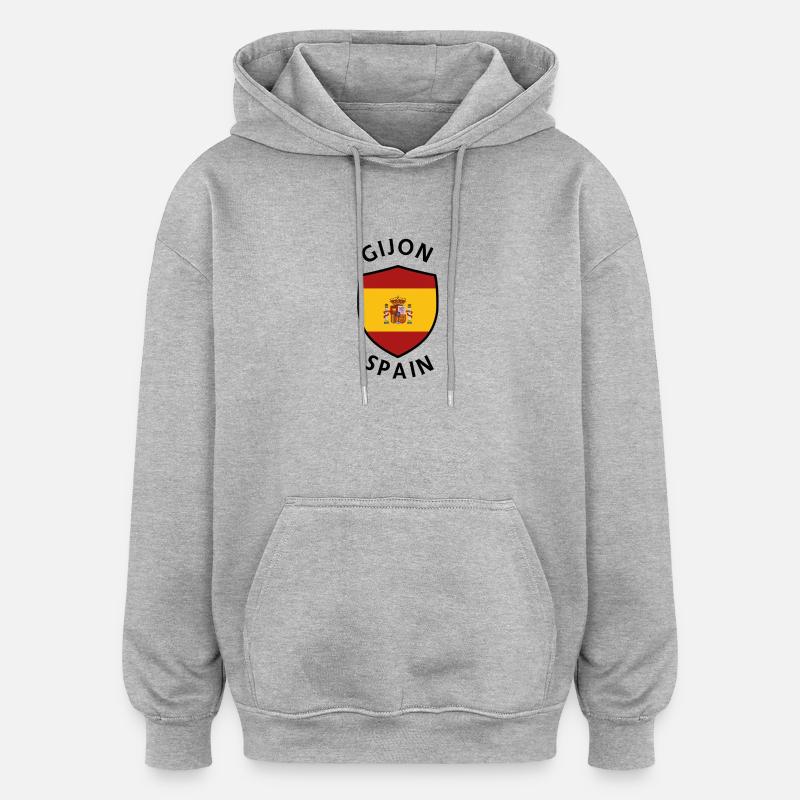 Bouclier d’Espagne de Gijón avec drapeau - Sweat à capuche oversize unisexe - gris chiné