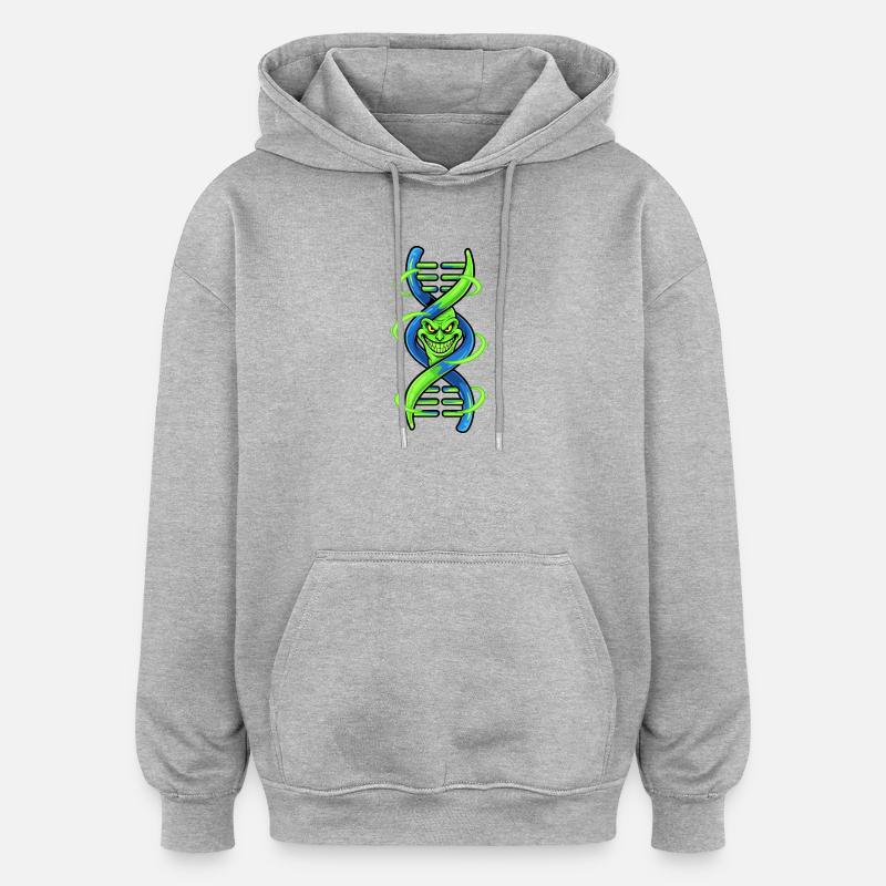 Double hélice à ADN démoniaque - Sweat à capuche oversize unisexe - gris chiné