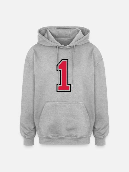Number One - 1 - Oversized Unisex Hoodie - heather grey