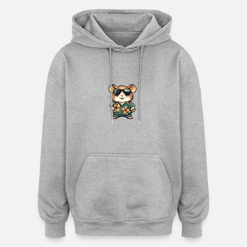 Hamster Cool Sommer - Oversized Unisex Hoodie - Grau meliert