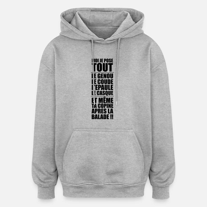 MOI JE POSE TOUT - Sweat à capuche oversize unisexe - gris chiné