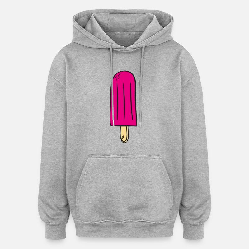 Pinkes Eis am Stiel - Oversized Unisex Hoodie - Grau meliert