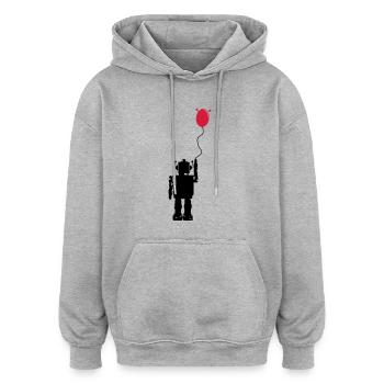 Roboterluftballon Hinten - Oversized Unisex Hoodie - Grau meliert - Vorne - Noah (186cm)