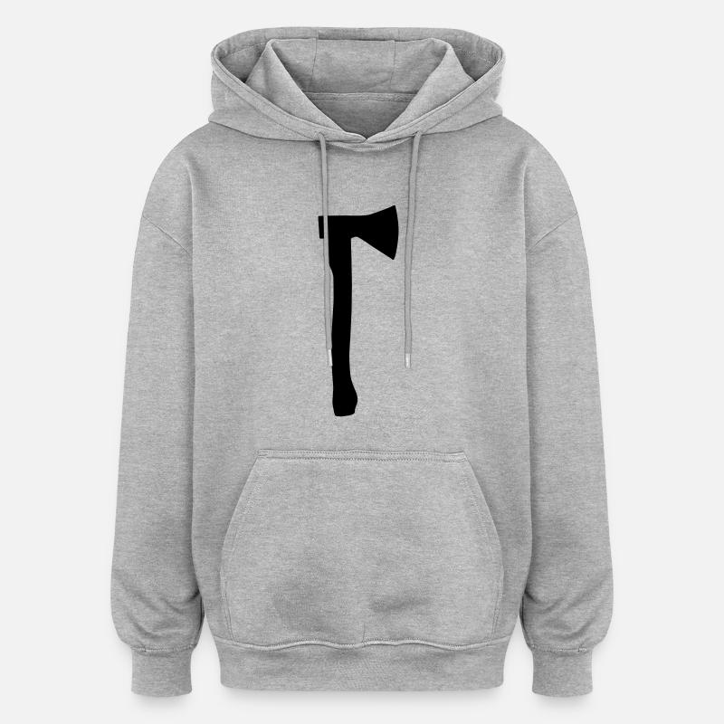 axt silhouette - Oversized Unisex Hoodie - Grau meliert
